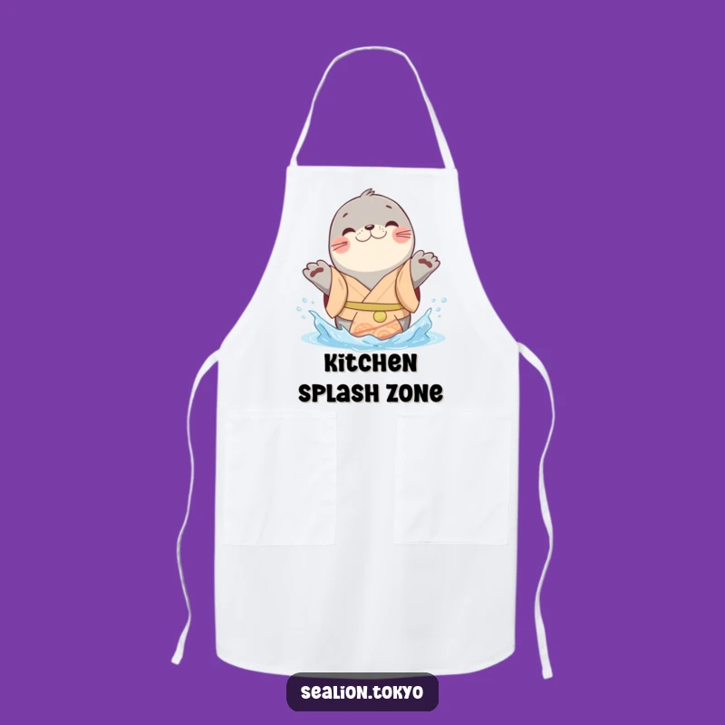 Funny Sealion Kimono Apron: Chef Splashy Animal, Hilarious Cooking Gift!