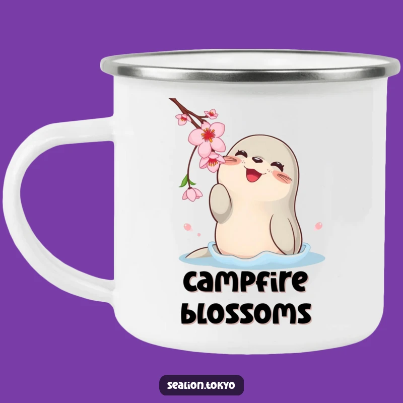Funny Sea Lion Blossom Enamel Mug: Adventure Fuel with Playful Charm