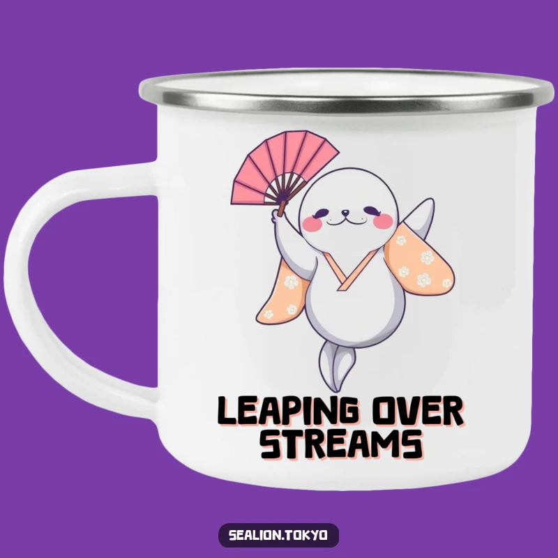 Funny Sealion Adventure Mug: Leaping Kimono Design, Rugged Humorous Gift!