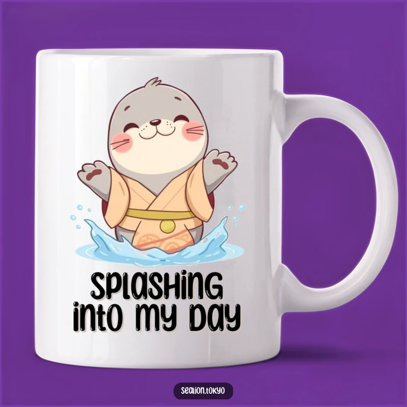 Funny Sealion Kimono Mug: Playful Splashy Animal, Cheerful Gift!