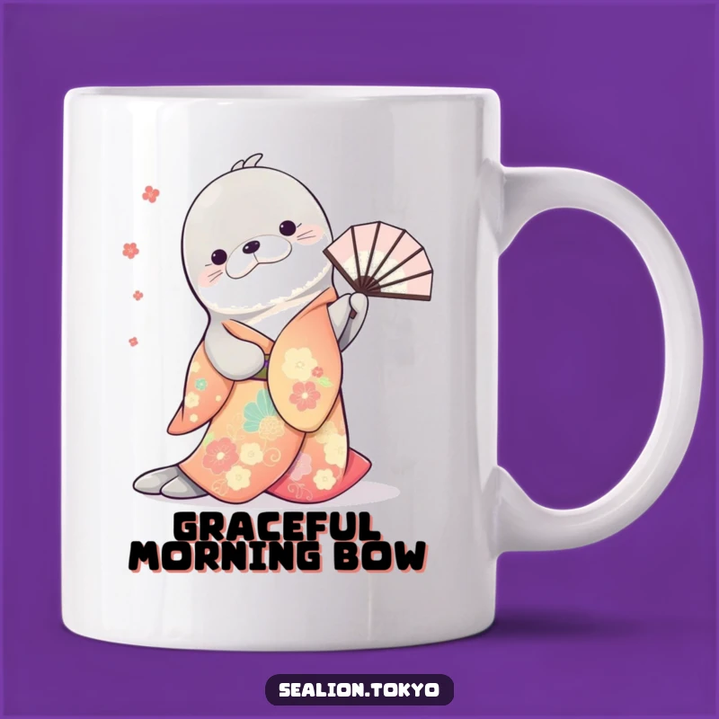 Funny Sea Lion Kimono Mug: Elegant Humor and Graceful Gift
