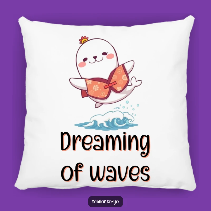 Funny Sea Lion Festive Kimono Pillow: Cozy Comfort with Joyful Leaps