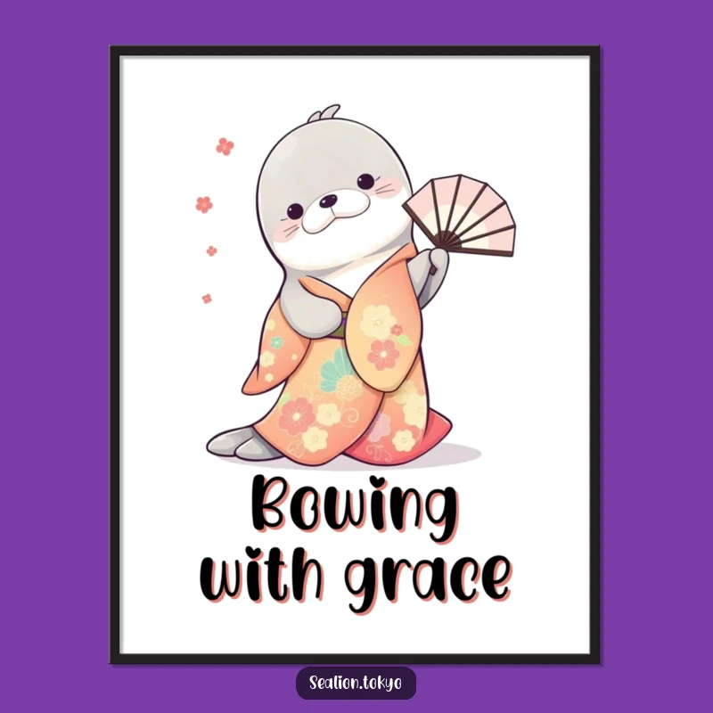 Funny Sea Lion Kimono Digital Print: Instant Elegance and Humor