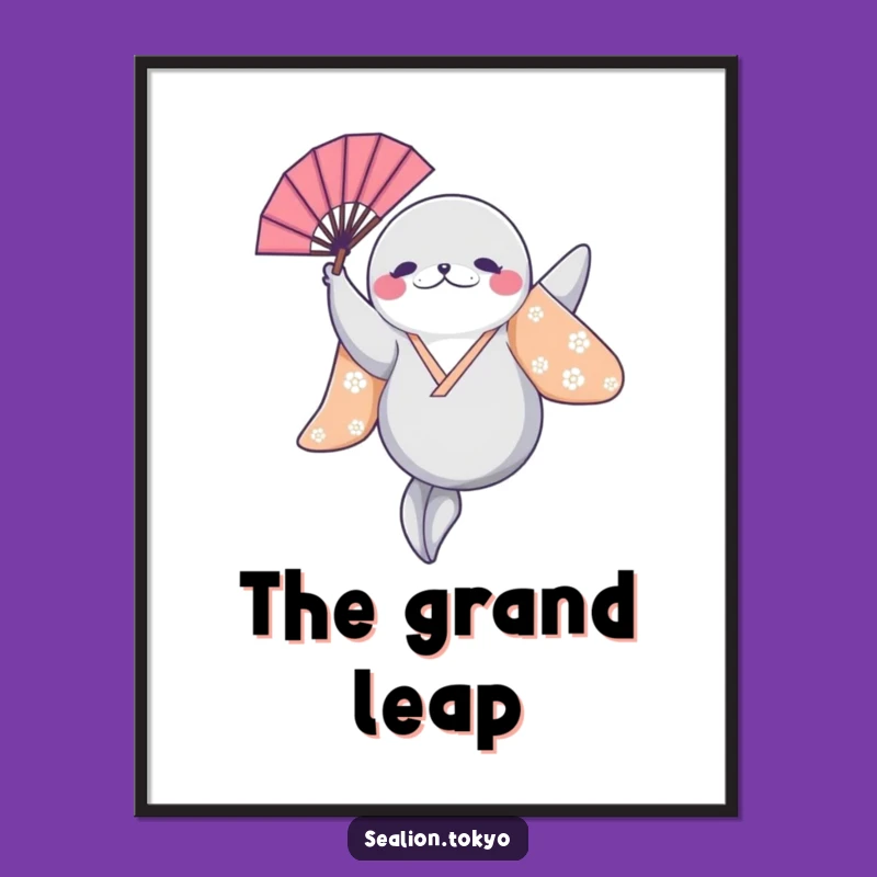 Funny Sealion Leaping Digital Art: Printable Energetic Sealion, Instant Humorous Decor!