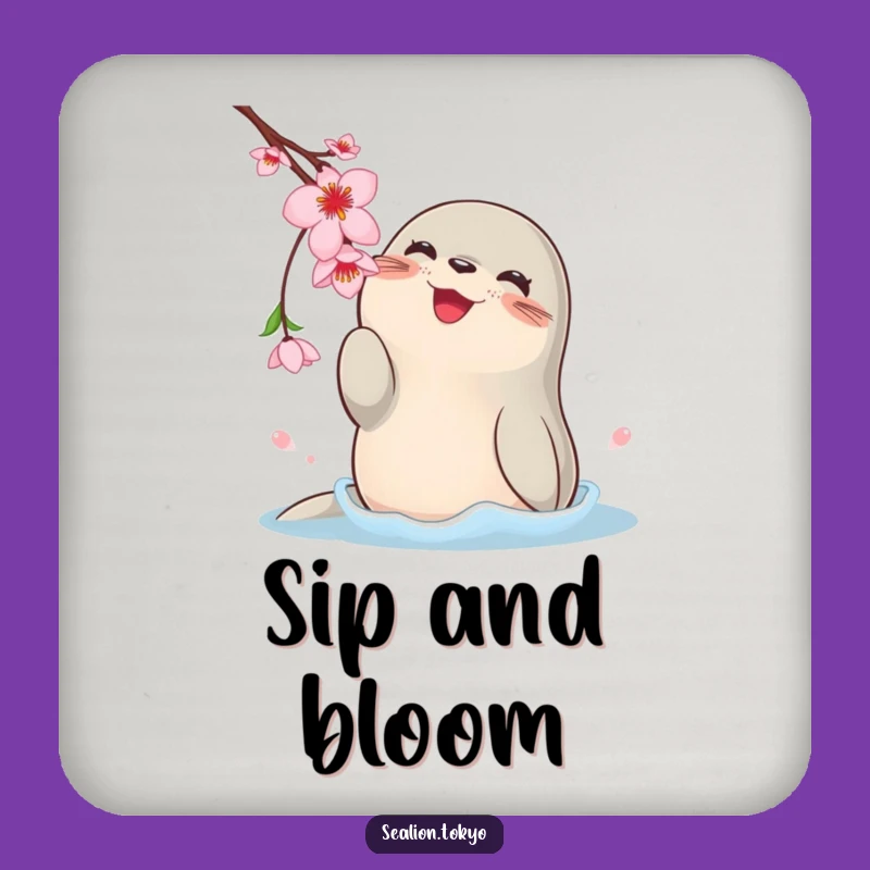 Funny Sea Lion Blossom Coaster Set: Protect Surfaces with Playful Humor