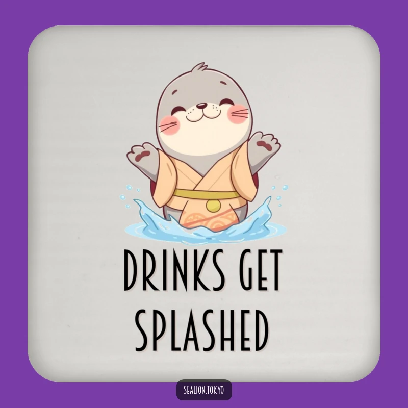 Funny Sealion Kimono Coaster: Protect Surfaces with Playful Splashes!