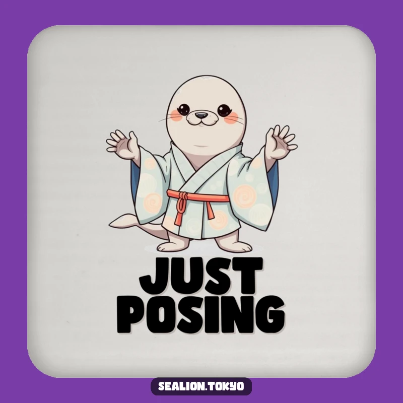 Funny Kawaii Sea Lion Kimono Coaster Set: Protect Surfaces with Cute Confidence