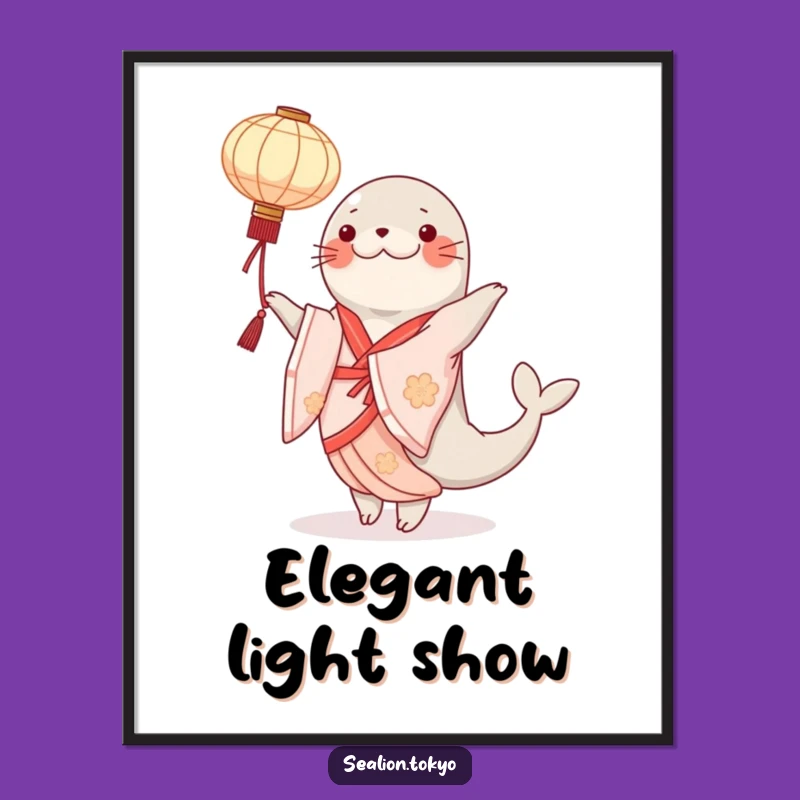 Funny Sealion Kimono Poster: Elegant Dancer Art, Graceful Wall Decor Gift!