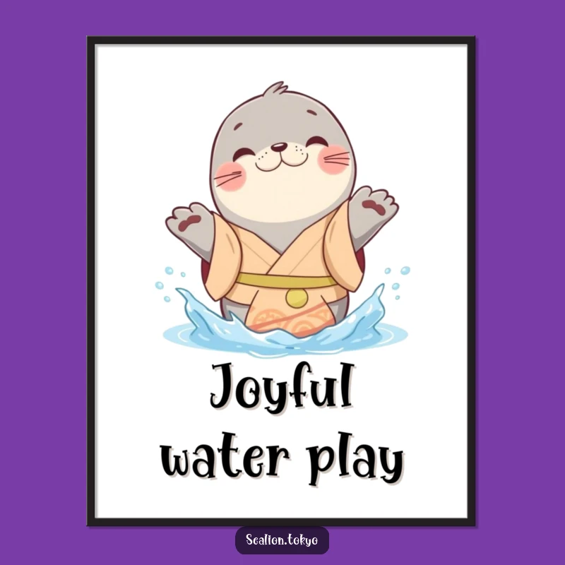 Funny Sealion Kimono Poster: Playful Splashy Art, Cheerful Wall Decor Gift!