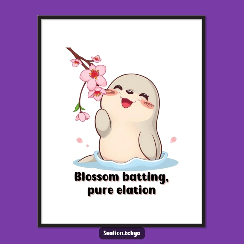 Free Printable Wall Art: Adorable Sea Lion Blossom Play Downloadable Art