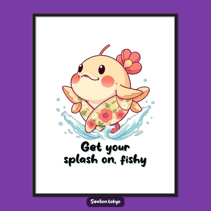 Free Printable Wall Art: Funny Splashing Fish Robe, Joyful Downloadable Art for Home Decor