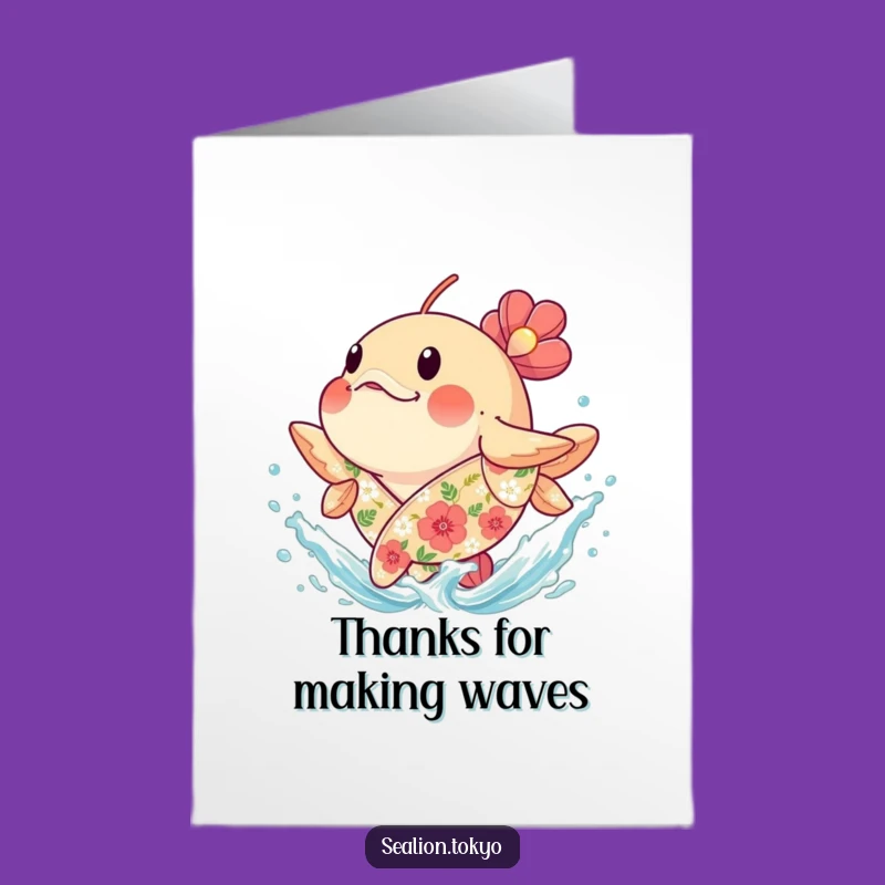 Free Printable Thank You Card: Funny Splashing Fish, Easy Downloadable & Joyful DIY Gift