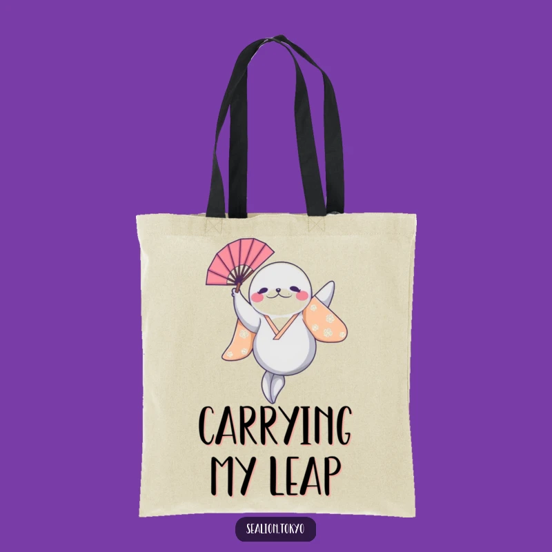 Funny Sealion Leaping Tote Bag: Bright Kimono Accessory, Practical Humorous Gift!